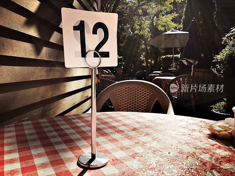 Number 12 Table Card on a Gingham Table Cloth